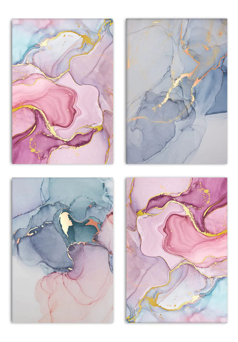 Acquerello Rosa Pastello Set Di 4 Poster 50x70cm